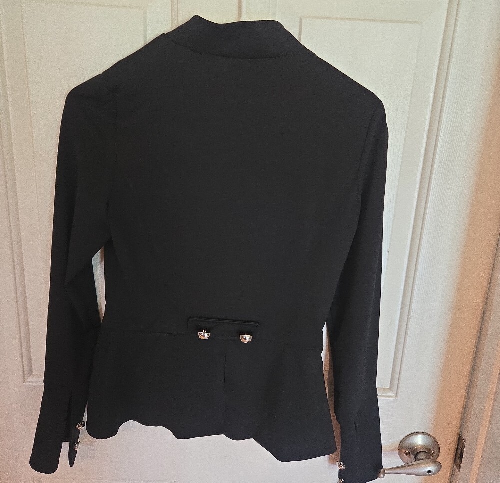 XOXO Black Military-Style Blazer with Gold Buttons - Picture 2 of 3